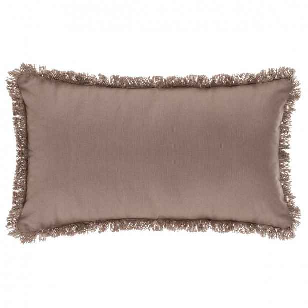 Polštář s třásněmi v barvě taupe FRINGE 30x50 cm