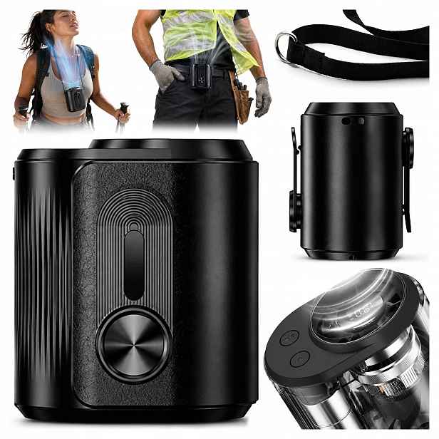 Přenosný Mini Osobní Ventilátor pro Připnutí Na Krk, černý