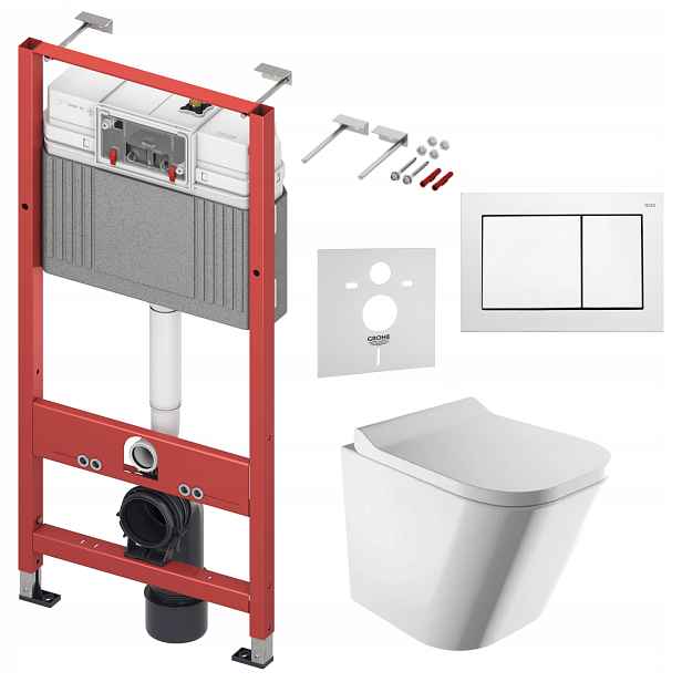 Sada Wc Tece Base s mísou Wc Fontana Rimless a tlačítkem chrom lesk