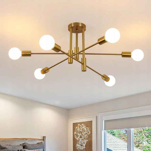 Stropní závěsné svítidlo Zlatý lustr Loft Moderní 6x E27