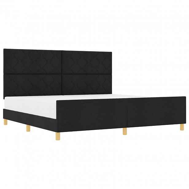 vidaXL Rám postele s čelo Černá 200 x 200 cm textil