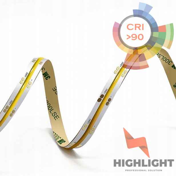 5 m Led pásek Cob 24V 15W 4000K Bílý Neutrální CRI90 528 LED/m Highlight