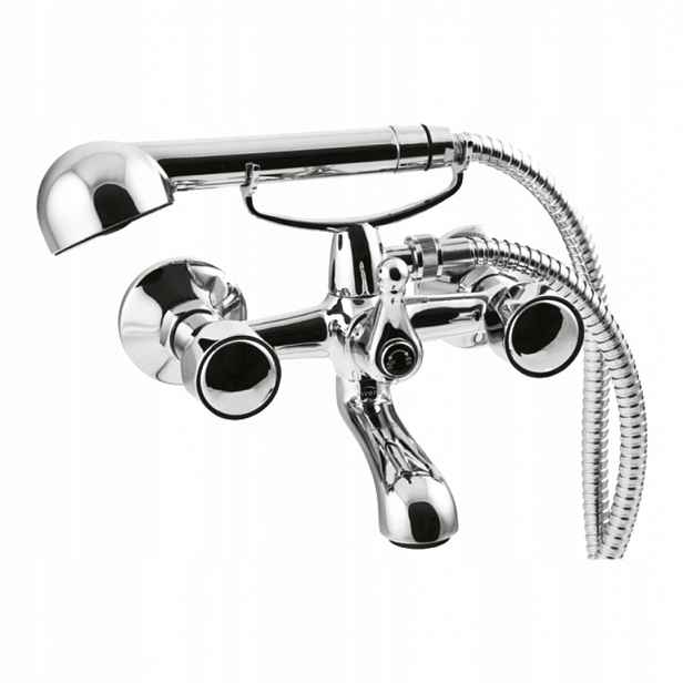 Nástěnná vanová baterie Invena BW-11-F0S-L Modena sprchová hlavice, vidlice, chrom