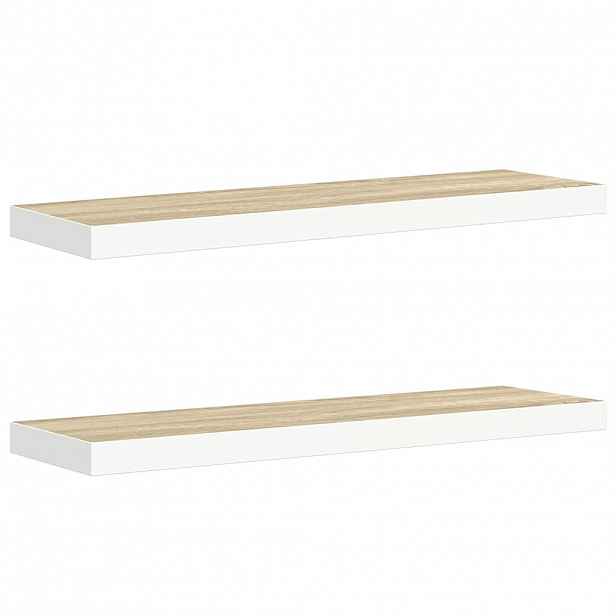 vidaXL Plovoucí nástěnné police 2 ks dub a bílé 80 x 23,5 x 3,8 cm MDF