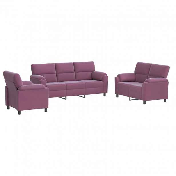 vidaXL Set pohovek 3 pcs Fialová Samet