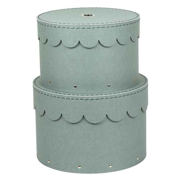 Zelenomodré kartonové úložné boxy v sadě 2 ks s víkem ø 26x17,5 cm Wilma Canvas Paper Laminate – Bigso
