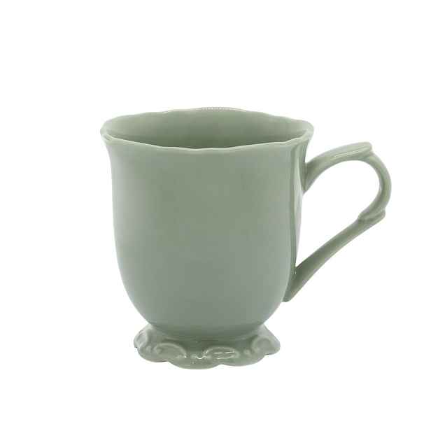 Zelený porcelánový hrnek s krajkou Provence lace verte - 10 cm / 300 ml Chic Antique