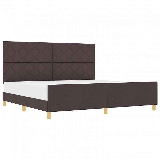 vidaXL Rám postele s čelo Tmavě hnědá 200 x 200 cm textil
