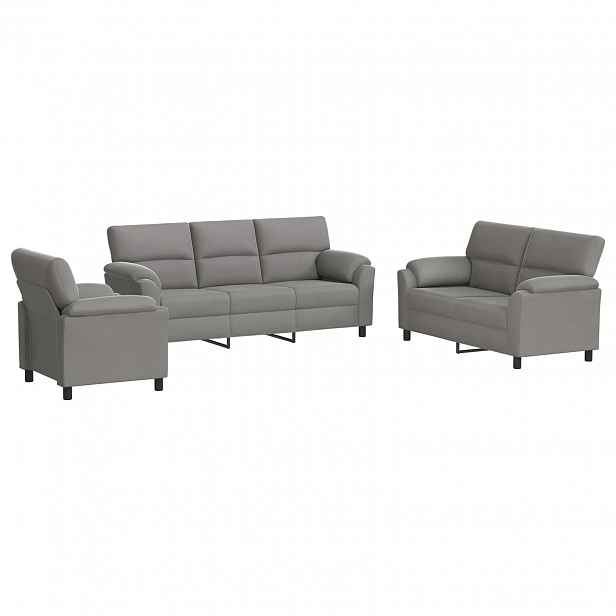 vidaXL Set pohovek 3 pcs Světle šedá Samet