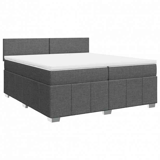 vidaXL Box spring postel s matrací tmavě šedá 200x200 cm textil