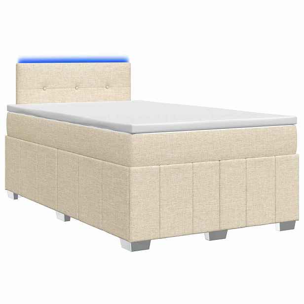 vidaXL Postel boxspring s matrací s čelo Krémová 120 x 190 cm Textil