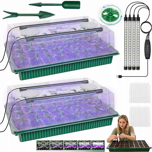 Miniskleník S Led Osvětlením, 40 Otvorů, Plast, Nastavitelný