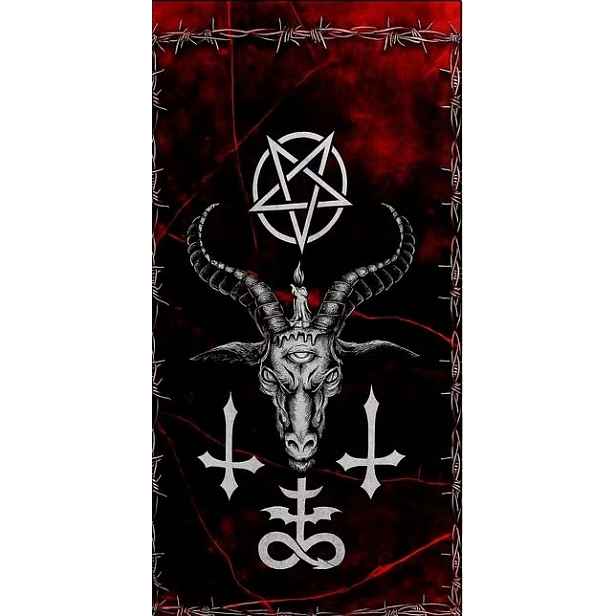 Satanský Ručník Baphomet Pentagram Hlava Kozla Plážový Ručník 80x160