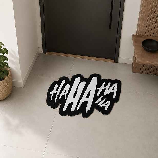 TEMU 1ks Kreativní moderní minimalistický bílý dlouhý běhoun ve stylu pouličního graffiti s designem písma "", koberec s černobílým kontrastem a