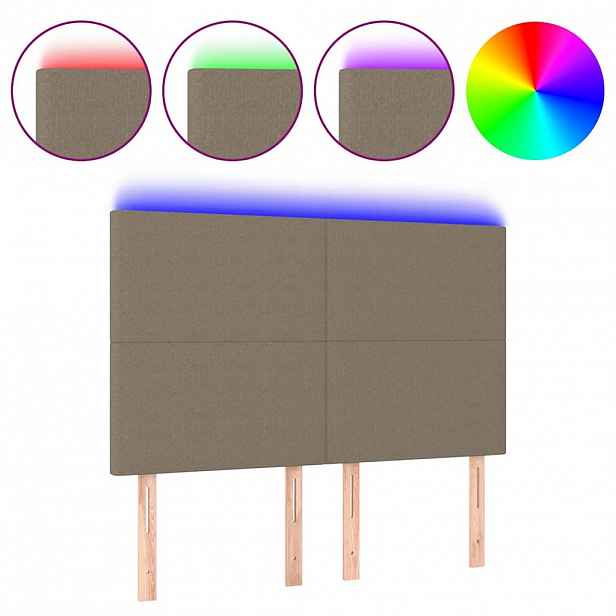 vidaXL Čelo postele s LED taupe 144x5x118/128 cm textil