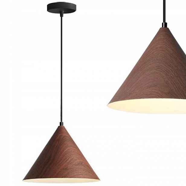Závěsné Stropní Svítidlo Z Kovu S Imitací Dřeva Dark Wood