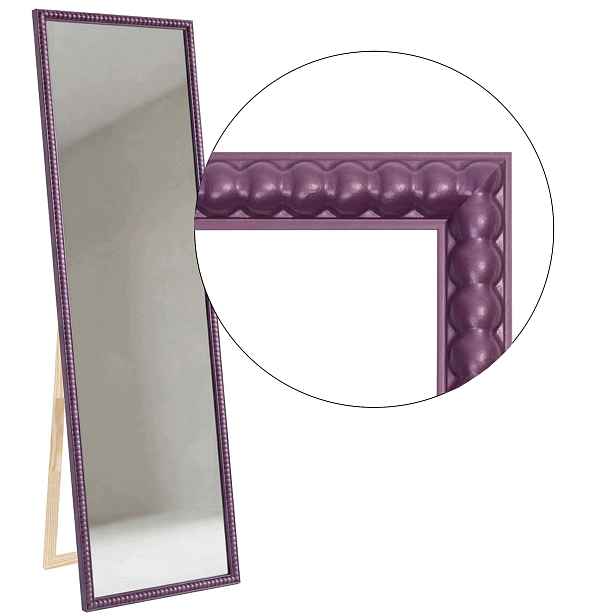 Zrcadlo stojící v rámu Přírodní Bubbleové dřevo 161x41 165x45 fialové