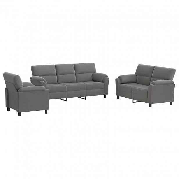 vidaXL Set pohovek 3 pcs Tmavě šedá Samet