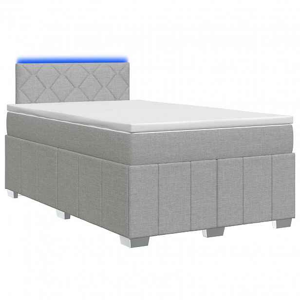vidaXL Postel boxspring s matrací Světle šedá 120 x 190 cm Textil