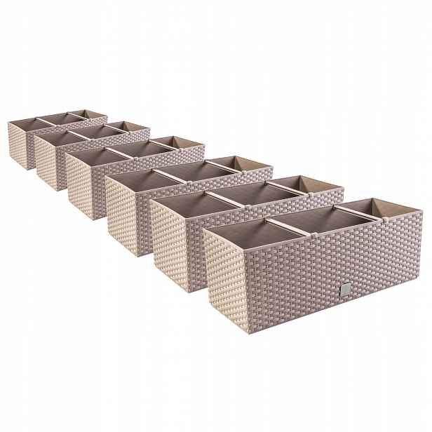 6 x podlouhlé balkonové květináče 50 cm, plastové truhlíky DRT500 mocca