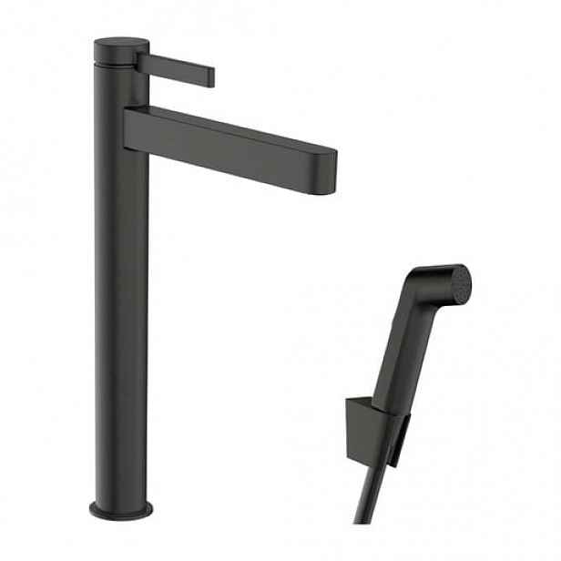 Hansgrohe Finoris umyvadlová baterie s bidetovou sprškou kartáčovaný černý chrom 76220340