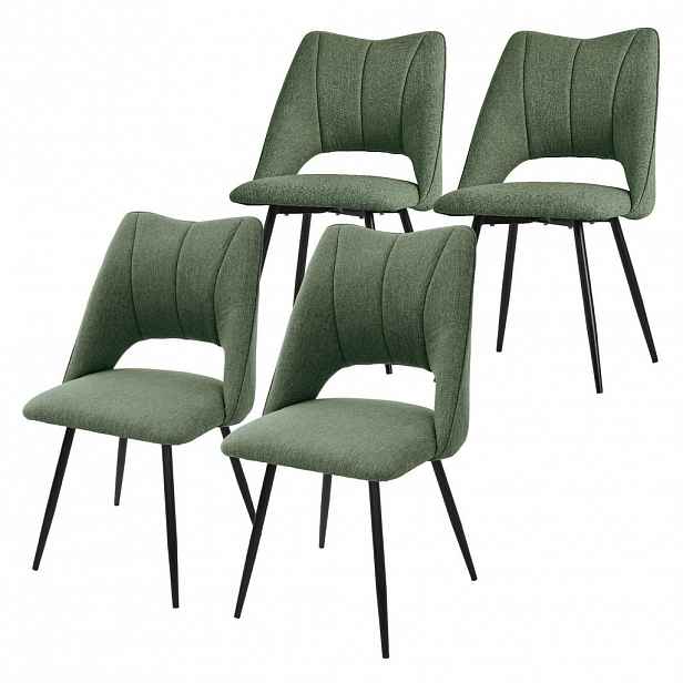 ML-DESIGN JÍDELNÍŽIDLA, SADA 4 KS, zelené látkové potahy