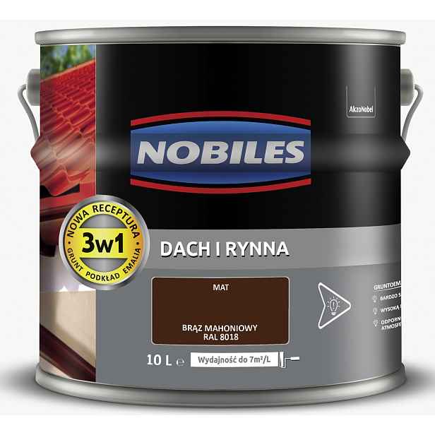 Nobiles střešní Barva na pozink a okapy 10 l Hnědá Ral 8016