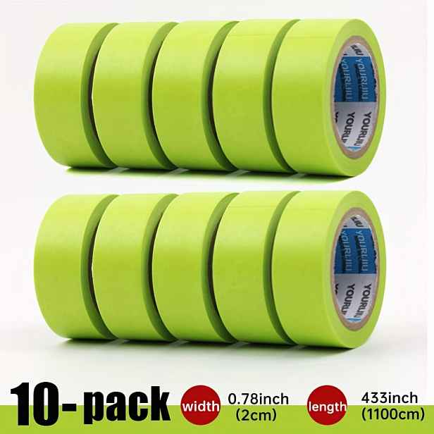 TEMU 10 rolí/15 rolí japonské washi pásky v jablečnozelené barvě, šířka 2 cm, pro maskování a ochranu při malování, ideální pro psaní deníku a