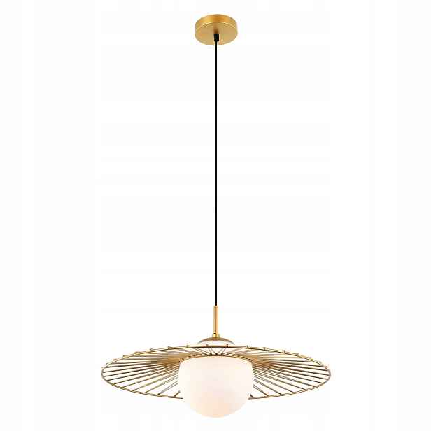 Závěsná lampa klobouková skleněná koule zlatá Italux