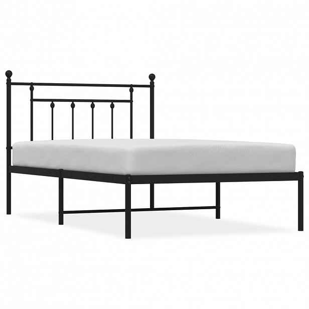 vidaXL Kovový rám postele s čelem černý 107 x 203 cm