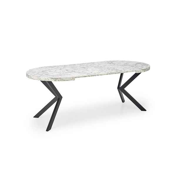 HALMAR Rozkládací jídelní stůl PERONI 100/250 cm bílý mramor/černá