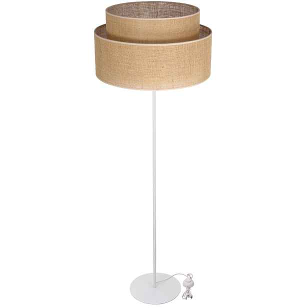 Jutová Boho Stojací Lampa Stínidlo Válec Juta 45 CM