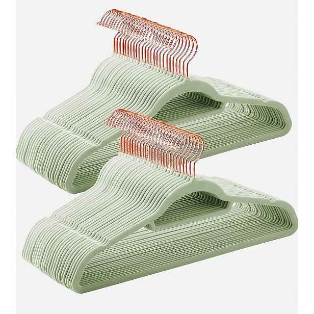 Sametový věšák na kabáty, protiskluzový, sada 50 kusů