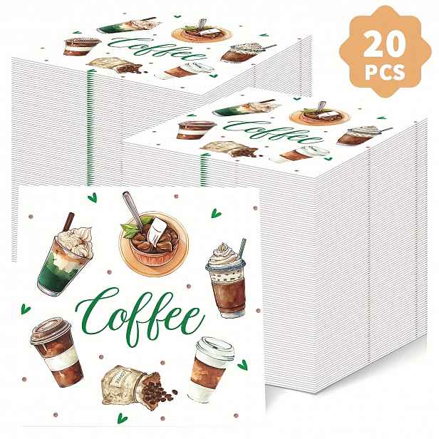 TEMU Bílé dekorativní papírové ubrousky na kávu, ideální pro decoupage na podzimní čajový večírek, Valentýna, Den otců s