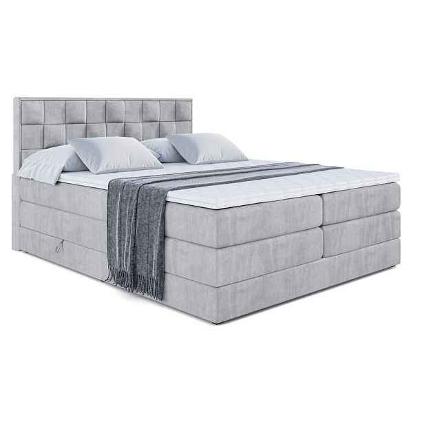 ALTDECOR BOXSPRINGOVÁ POSTEL s matrací H3/H4 - ZAFIRA-BZ KING - 200x200 cm Šedá
