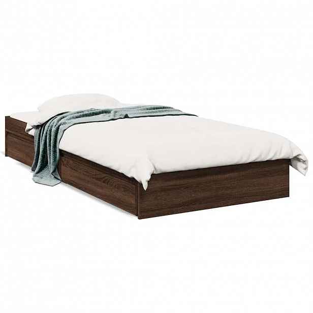 vidaXL Rám postele se zásuvkami hnědý dub 75 x 190 cm kompozitní dřevo
