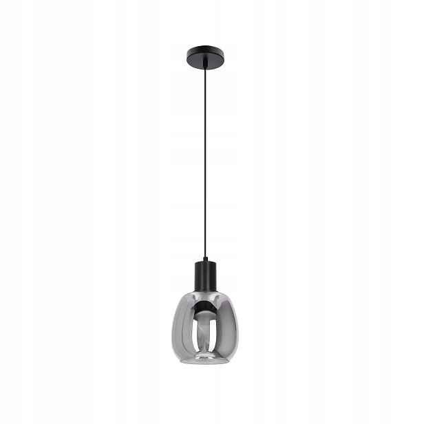 Candellux Udin závěsná lampa černé skleněné stínítko šedá 1xGU10 15W