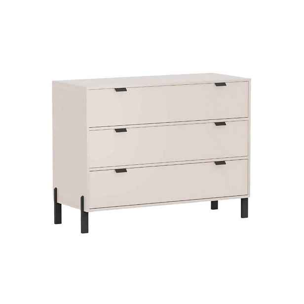 MASSENO KOMODA MINO, 109/85/45 cm se 3 zásuvkami a dvířky, béžová
