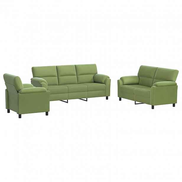vidaXL Set pohovek 3 pcs Světlá zelená Samet