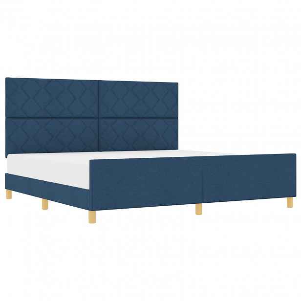 vidaXL Rám postele s čelo Modrá 200 x 200 cm textil