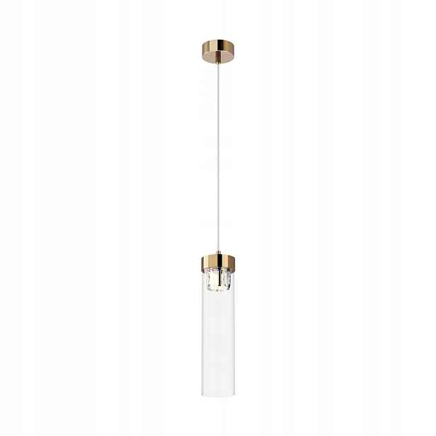 Závěsná bodová lampa zlatá skleněná tuba s krystaly nad stolem Zuma Line