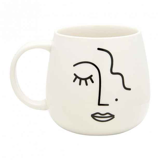 Bílý porcelánový hrnek Sass & Belle Abstract Face