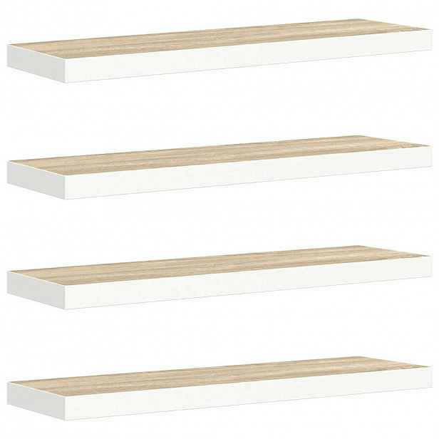 vidaXL Plovoucí nástěnné police 4 ks dub a bílé 90x23,5x3,8 cm MDF