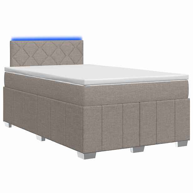 vidaXL Postel boxspring s matrací s čelo Taupe 120 x 190 cm Textil