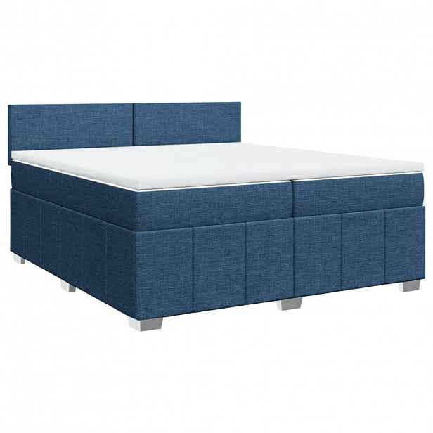vidaXL Box spring postel s matrací modrá 200x200 cm textil