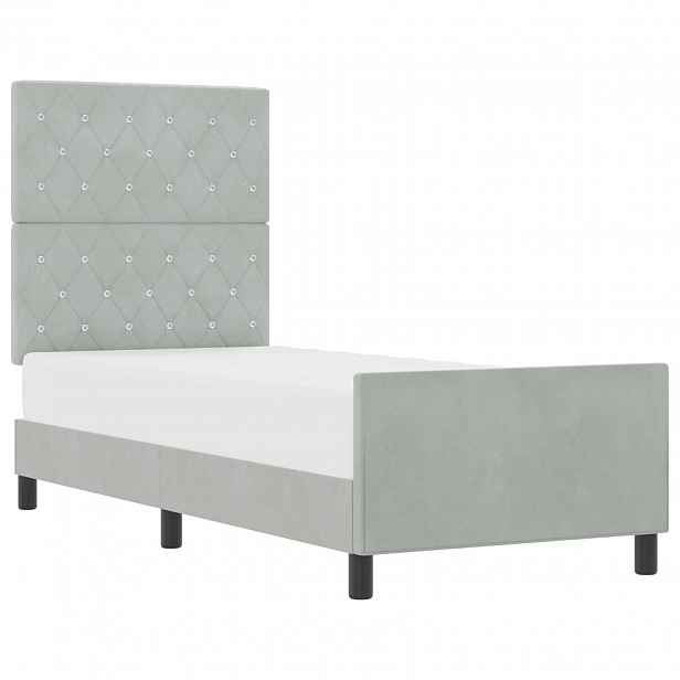 vidaXL Postel s boxspringem s čelo Světle šedá 80 x 200 cm samet