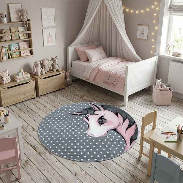 Dětský kusový koberec Kids 590 pink kruh, 160x160 (průměr) kruh, růžová, dětský pokoj, Ayyildiz