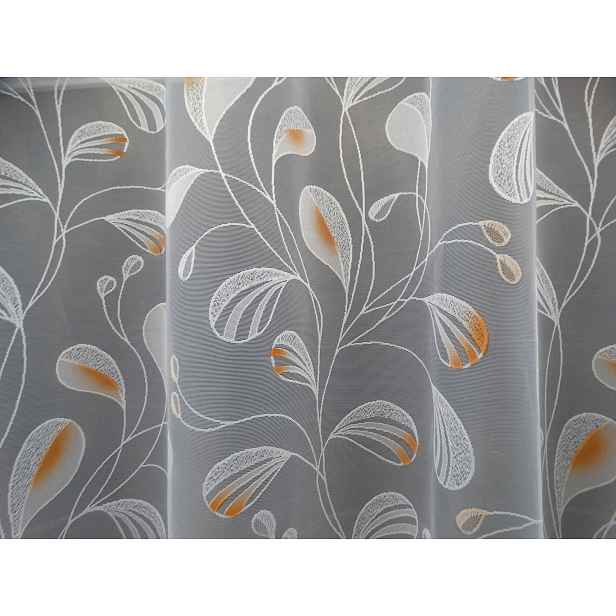 Mg Záclona žakárová 125/032F Bílá s oranžovou 350x230 cm Obšité Boky M