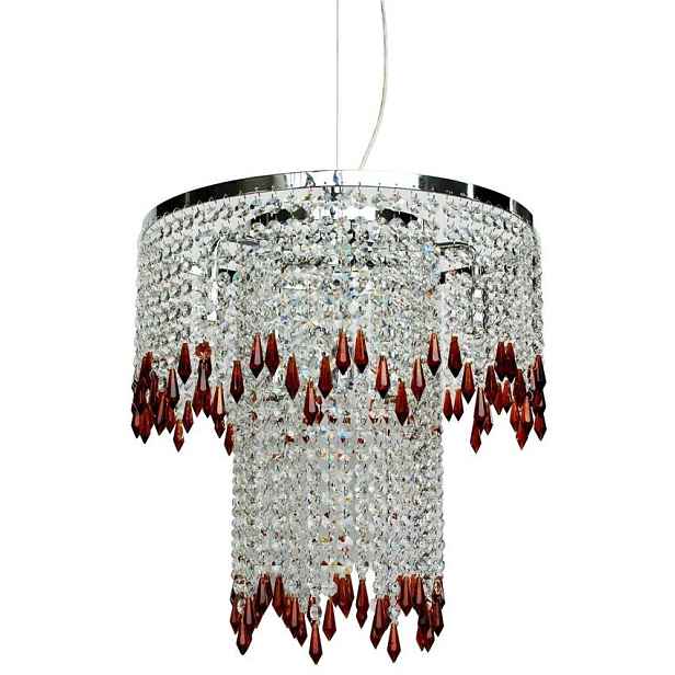 Závěsná lampa chrom/jantar 6 Vienna