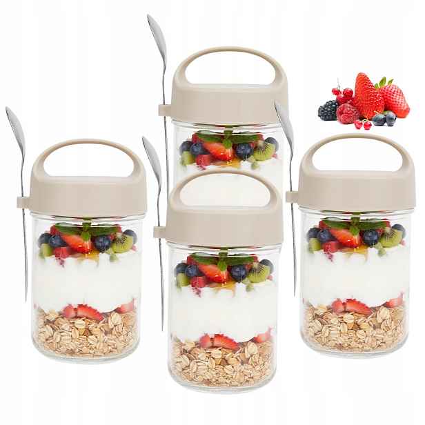 4 Sklenice Na Jogurt S Ovesnou Kaší Overnight Oats Hermetické Víčka